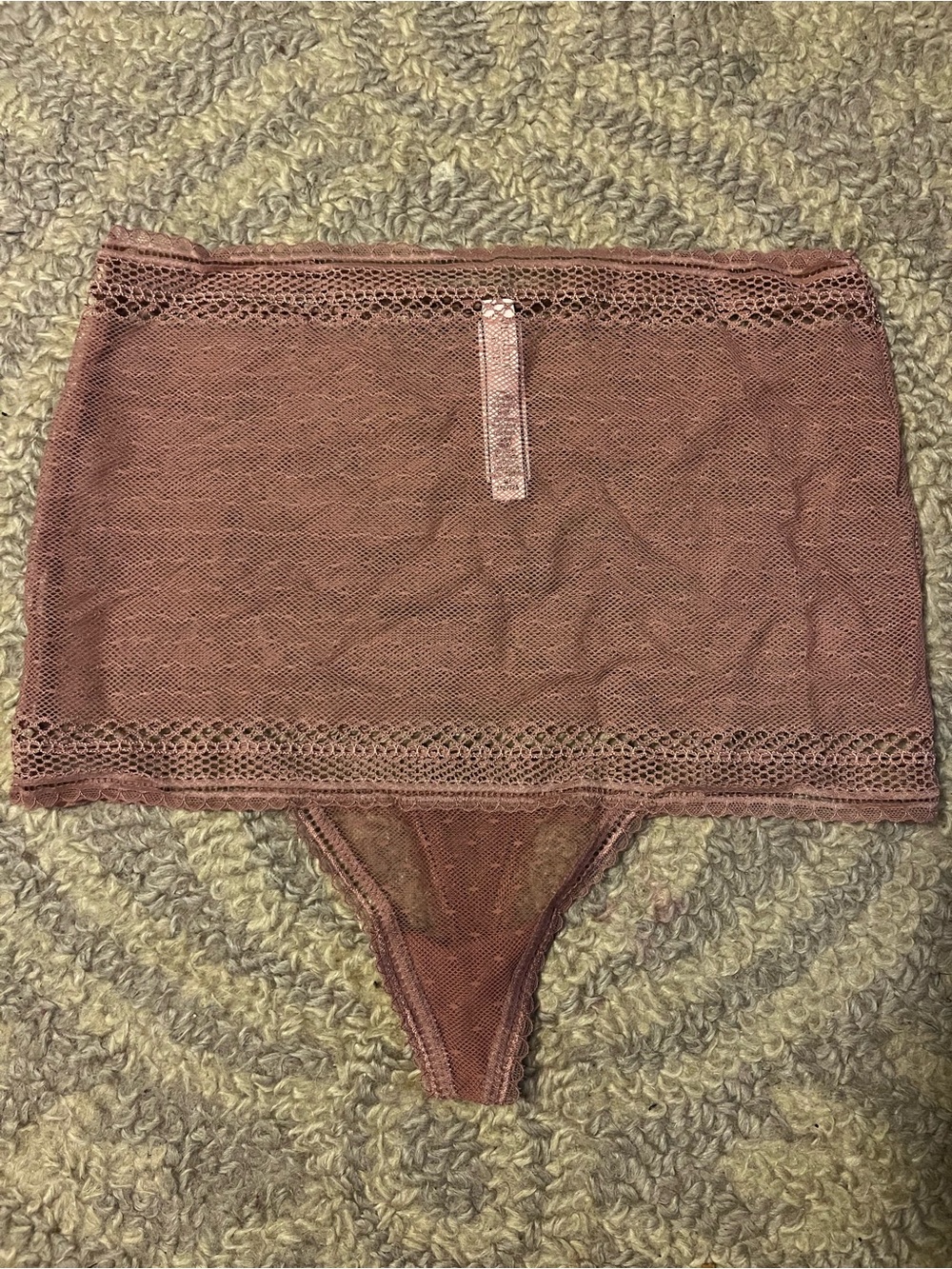 Victoria's Secret Dusty Rose Mesh High-Waist Lace Thong